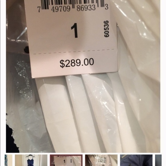 Blondie Blue Embroidered Strapless Ballgown Prom Dress - Picture 13 of 15